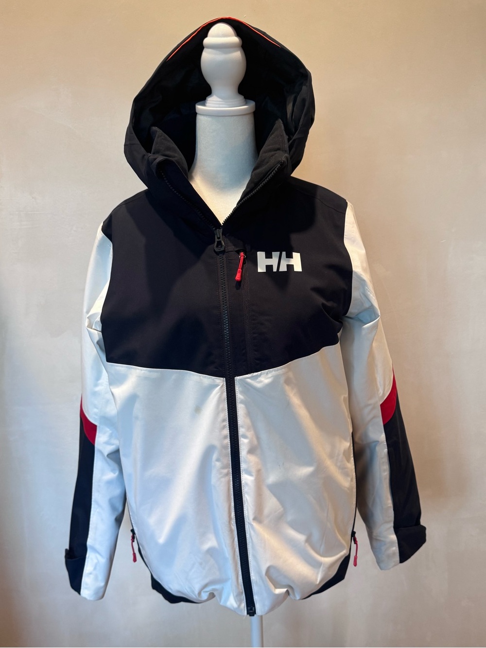 Helly Hansen Kids Navy, White & Red Hooded ski jacket